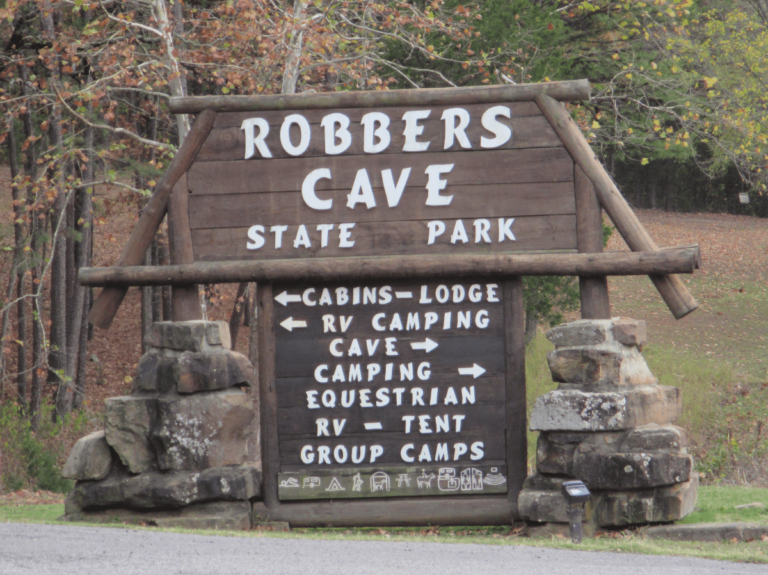 Robbers Cave sign